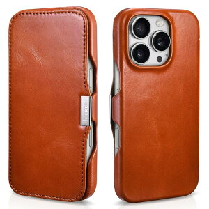 yKiziCARER iPhone 15/iPhone 15 Pro /iPhone 16/ 16 ProΉ@I {v 蒠^ ^Nbv ICbNX U[ tbv P[X }Olbgz یP[X Side-open iubNAuE