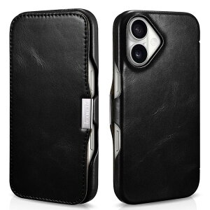 �y���K�i�ziCARER iPhone 15/iPhone 15 Pro /iPhone 16/ 16 Pro�Ή��@��I�� �{�v �蒠�^ ���^���N���b�v �I�C�����b�N�X ���U�[ �t���b�v �P�[�X �}�O�l�b�g�z�� �ی�P�[�X Side-open �i�u���b�N�A�u���E��