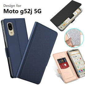 Motorola Moto g52j 5G 用 スキンPU TPU 手帳型 スリム フリップ ケース 保護ケース スタンド機能 マグネット付 カード入れ付 カード収納付（ブラック、ネイビー、ローズゴールド）3色選択