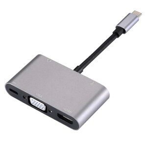 USB C-HDMI/VGA/USB3.0/PD/Audio 5in1 変換アダプタ 4K2K フルHD 2160P対応 HDMI音声サポート オスーメス 20cm USB　3.1 Type C to HDMI/VGA(ミニ D-Sub 15ピン)/DVI(24+1ピン) コンバータ