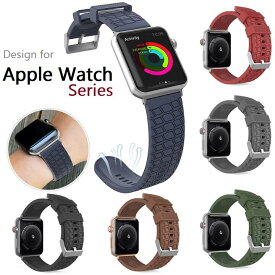 Apple Watch 1 2 3 4 5 6 7 SE アップル ウォッチ シリーズ用 シリコン バンド ウォッチバンド ベルト専用 スポーツバンド 通気 汚れ防止 水洗い可 (38mm/40mm/41mm、42mm/44mm/45mm/49mm) 2サイズ (ブラック、ブラウン、グリーン、グレー、ネイビー、レッド) 6カラー選択