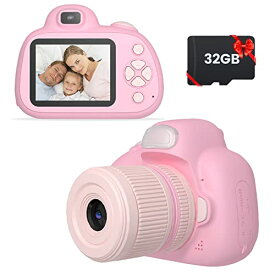 子供用カメラ,キッズカメラ,男の子と女の子のためのトイカメラ,4800万画素 1080P HD 動画,一眼レフ,キッズデジカメ,デュアルレンズ,自撮可能 子どもデジタルカメラ 2.4インチIPS画面 20倍ズーム 子供の日 誕生日プレゼント 32Gカード付 日本語システム MOREXIMI (pink)
