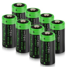 Enegitech CR123A リチウム 電池 123A 3V バッテリー 1600mAh キュリオロック カメラ ビデオ 懐中電灯用 非充電式 (CR123A 8個)
