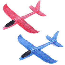 HIRAISM 手投げ 飛行機 グライダー よく飛ぶ オモチャ 組み立て 2個 セット (レッド・ブルー)