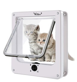Ycozy 二世代 ペットドア 外寸30×25cm 猫 出入り口 小型犬用 ドア 猫扉 4ウェイロッキング キャットドア 室内用 取り付け簡単 冷暖房対策