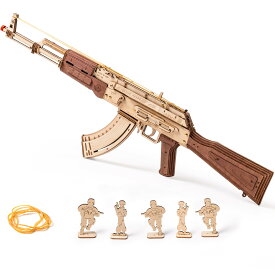 ROKR 3D立体パズル 木製 玩具銃ラバーバンド銃 知育玩具 入園祝い 子供用 女の子 男の子 誕生日 大人 新年 ギフト クリスマス プレゼント 贈り物 (ターミネーターM870)