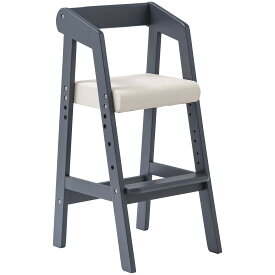 タンスのゲン ベビーチェア 木製椅子 ハイチェア クッション 木製 ハイタイプ キッズチェア 高さ調節可能 グレー 30600003 (90204)