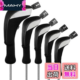 【送料無料】Andux ゴルフ ウッドドライバー ヘッドカバーロングネック 5個セット 460cc対応 MT/MG34 (ブラック)