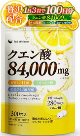 【送料無料】Fuji Wellness クエン酸 サプリ 84000mg 1日3粒で100日分 無添加 医師監修 ビタミンB群 ビタミンB12 マルチビタミン ミネラル 必須アミノ酸 配合 (1袋)