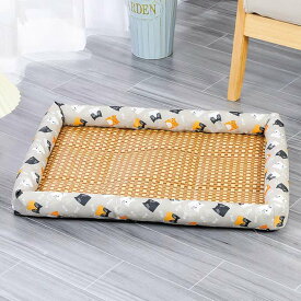 ペットベッド 涼感マット 犬 ベッド 猫 ベッド 夏用 ござ ペットソファー クッション 暑さ対策 安眠 冷感マット ペットシート ひんやり マット滑りにくい裏生地 室内用 猫犬用 ペット用寝袋 グレ
