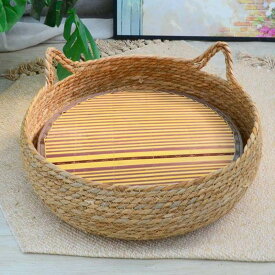 ジュート製品 ペットベッド 猫の耳のデザイン ペットクッション 通気性 クッション付き ペットベッド 通年適用 天然 安西 お手入れ簡単 耐え噛み 保温防寒 猫用ベッド 子型犬 かわいい 耐久性 快適