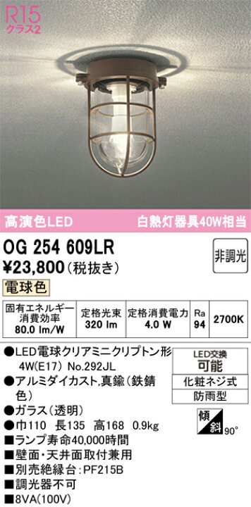 楽天市場】オーデリック OG254609LR(ランプ別梱) ブラケットライト 非 