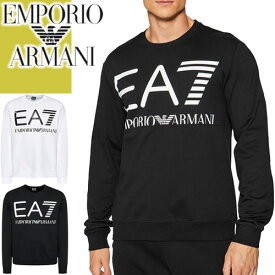 エンポリオ アルマーニ EMPORIO ARMANI EA7 トレーナー スウェット プルオーバー メンズ ロゴ プリント 大きいサイズ ブランド 黒 白 ブラック ホワイト Logo Series Crew Neck Sweatshirt 6KPM68 PJBWZ [ネコポス発送]