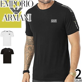 エンポリオ アルマーニ EMPORIO ARMANI EA7 Tシャツ メンズ 半袖 ストレッチ サイドロゴ クルーネック 丸首 ブランド 大きいサイズ コットン 綿100% 白 黒 ホワイト ブラック T-SHIRT 3LPT18 PJ02Z [ゆうパケ発送]