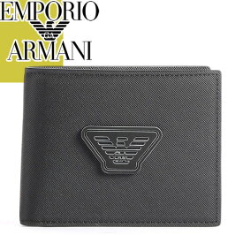 エンポリオ アルマーニ EMPORIO ARMANI 財布 二つ折り財布 小銭入れあり メンズ イーグル ブランド プレゼント 黒 ブラック Y4R165 Y019V [S]