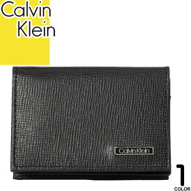 カルバンクライン Calvin Klein 名刺入れ ビジネスカードケース スキミング防止機能付き メンズ レディース 本革 レザー 型押し ロゴ おしゃれ ブランド プレゼント 黒 ブラック CARD CASE 31CK200003