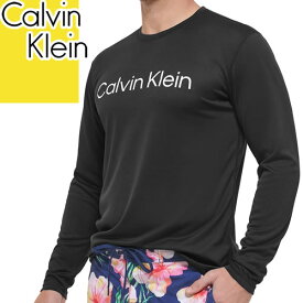 カルバンクライン Calvin Klein ラッシュガード メンズ 長袖 大きいサイズ ブランド 水着 吸水速乾 ドライ クルーネック 丸首 uvカット 紫外線対策 黒 ブラック STANDARD LIGHT WEIGHT QUICK DRY L/S CB2HJ202 [ゆうパケ発送]