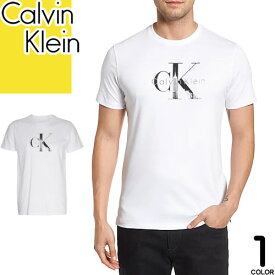 カルバンクライン Calvin Klein Tシャツ 半袖 クルーネック 丸首 メンズ CK ロゴ プリント コットン おしゃれ 大きいサイズ ブランド プレゼント 白 ホワイト 40QM846 [ゆうパケ発送]