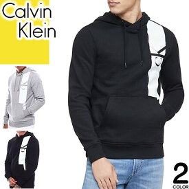 カルバンクライン Calvin Klein パーカー プルオーバー フーディー メンズ ロゴ 大きいサイズ 裏起毛 ブランド 黒 ブラック グレー VERTICLE STRIPE PULLOVER HOODIE 40GM898 [S]