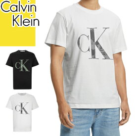 カルバンクライン Calvin Klein Tシャツ メンズ 半袖 クルーネック 丸首 CK ロゴ プリント ブランド 大きいサイズ オシャレ かっこいい コットン 綿100% 白 黒 ホワイト ブラック T-SHIRT 40IC808 [メール便発送]