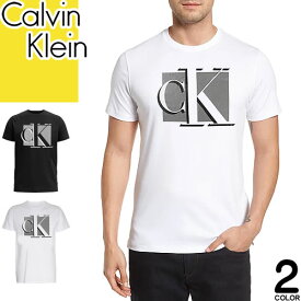 カルバンクライン Calvin Klein Tシャツ 半袖 クルーネック 丸首 メンズ CK ロゴ プリント コットン おしゃれ 大きいサイズ ブランド プレゼント 白 黒 ホワイト ブラック 40QC828 [ゆうパケ発送]