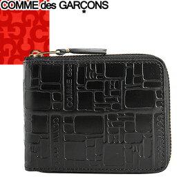 コムデギャルソン COMME des GARCONS 財布 二つ折り財布 メンズ レディース ラウンドファスナー エンボスロゴ 小銭入れ付き レザー 本革 ブランド コンパクト 黒 ブラック EMBOSSED LOGOTYPE SA7100EL [S]