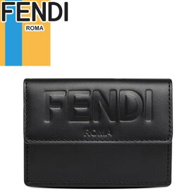 フェンディ FENDI 財布 三つ折り財布 ミニ財布 小銭入れあり レディース メンズ コンパクト ロゴ レザー 本革 ブランド プレゼント 黒 ブラック Compact Fendi Roma tri-fold wallet 8M0395 AAYZ [S]