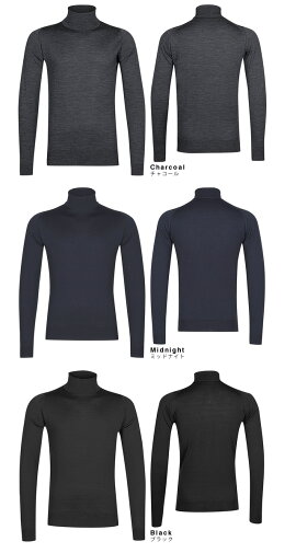 JOHNSMEDLEY(ジョンスメドレー),CHERWELL(チャーウェル),長袖,タートルネック,ブラック,チャコール,ミッドナイト,S,M,L