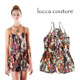 ルッカクチュール lucca couture サロペット オールインワン レディース ショートパンツ キャミソール 夏 きれいめ 大きいサイズ おしゃれ ブランド 黒 ブラック [ゆうパケ発送]