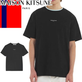メゾンキツネ MAISON KITSUNE Tシャツ メンズ 半袖 クルーネック 丸首 ブランド 大きいサイズ オシャレ 黒 ブラック EMBROIDERED RELAXED TEE-SHIRT KM00112KJ0035 [ゆうパケ発送]