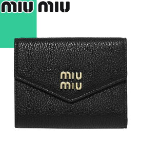 ミュウミュウ MIUMIU 財布 三つ折り財布 レディース ミニ財布 ミニウォレット メタルロゴ レザー ブランド かわいい 本革 コンパクト 黒 ブラック SMALL LEATHER WALLET 5MH040 2DT7