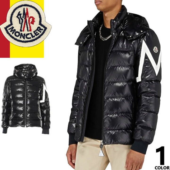 モンクレール BARONNIES ロゴ刺繍ナイロンフーデッドダウンジャケット  