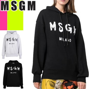 �G���G�X�W�[�G�� MSGM �p�[�J�[ �v���I�[�o�[ �X�E�F�b�g ���f�B�[�X ���S �I�[�o�[�T�C�Y �u�����h �� �u���b�N �O���[ BRUSHED LOGO HOODIE 2000MDM515 [YP����]