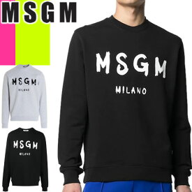 エムエスジーエム MSGM トレーナー プルオーバー スウェット メンズ クルーネック ペイント ロゴ 綿100% 大きいサイズ ブランド 黒 ブラック グレー BRUSHED LOGO SWEATSHIRT 2000MM513