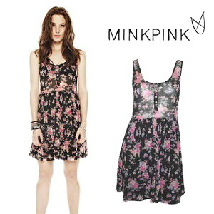 ミンクピンク MINK PINK ワンピース ノースリーブワンピース レディース 夏 きれいめ カジュアル 低身長 大きいサイズ 花柄 ミニ ノースリーブ Aライン おしゃれ かわいい ブランド 黒 ブラック