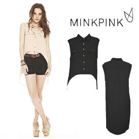 ミンクピンク ブラウス シャツ トップス レディース シャツワンピース ノースリーブ ワンピース 春夏 黒 リゾート MINK PINK [メール便発送]