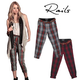 レイルズ クロップドパンツ パンツ レディース チェック 赤 きれいめ Rails Riley Pants [メール便発送]