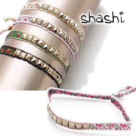 シャシ Shashi ブレスレット ミサンガ アンクレット アクセサリー レディース つけっぱなし ブランド おしゃれ 可愛い 花柄 プレゼント ギフト 女性 黒 白 ブラック ホワイト ピンク グリーン [CP発送]