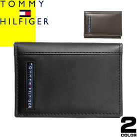 トミーヒルフィガー TOMMY HILFIGER カードケース 名刺入れ メンズ レディース 2024年春夏新作 レザー 本革 ブランド 二つ折り プレゼント 黒 ブラック ブラウン CAMBRIDGE CARD CASE 31TL20X026 [ネコポス発送]