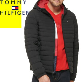 トミーヒルフィガー TOMMY HILFIGER ダウンジャケット ライトダウン 中綿 ブルゾン アウター メンズ フード付き 軽量 防寒 撥水 大きいサイズ ブランド 黒 ブラック WATER RESISTANT HOODY PUFFER JACKET 151AP619