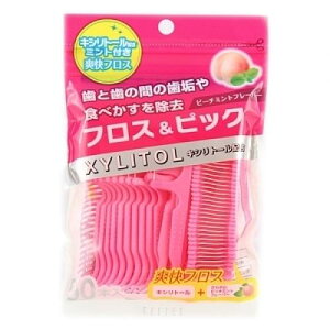 フロス&ピック ピーチミントフレーバー(50本入) 歯石 歯垢対策 超極細 歯周病