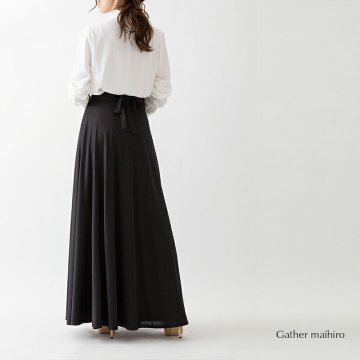 楽天市場】黒のフォーマルロング巻きスカートたっぷり生地を使った1枚  