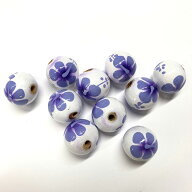 ウッドビーズ ククイ キャンドルナッツ 新色 ハイビスカス パープル フラワー【0145】 10個セット（10個…