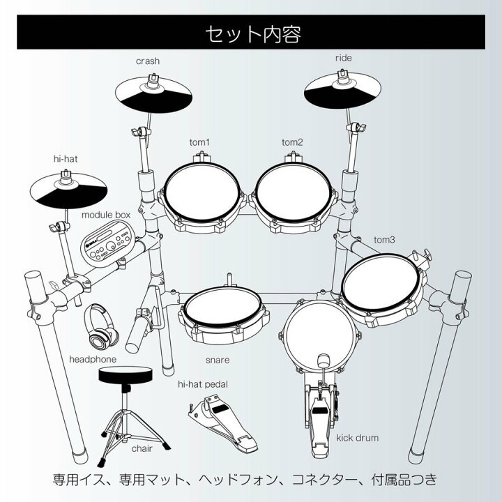 楽天市場】電子ドラムセット 5ドラム3シンパル 専用マット付 CEULA 