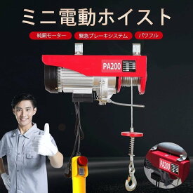 電動ウインチ 100V 200kg 家庭用 電動ホイスト 吊り上げ 吊り下げ クレーン