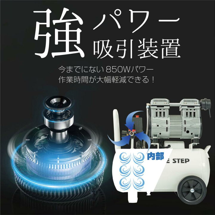 オイルレス エアーコンプレッサー 低騒音 大口径 ツールセット付 (12L 