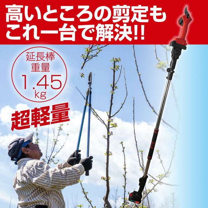 楽天市場】高枝電動のこぎり 高枝切り充電式剪定ばさみ 延長棒 農園  