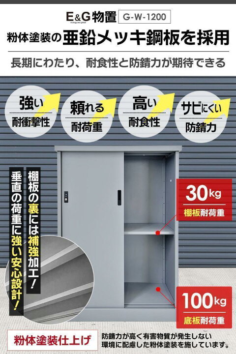 楽天市場】E&G物置 G-W1200 物置 屋外物置 大型物置 : Mailo Shop