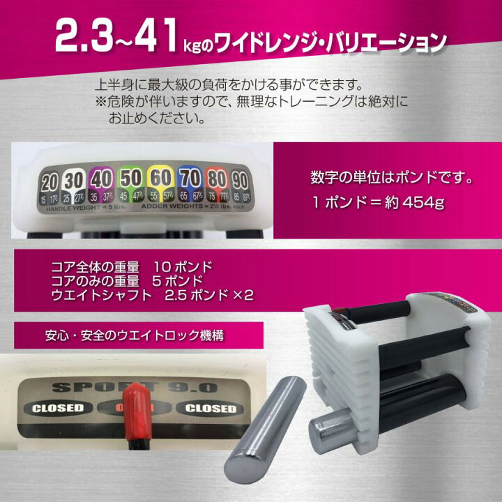 楽天市場】可変式ダンベル 41kg 2個セット ブロックダンベル 90ポンド 