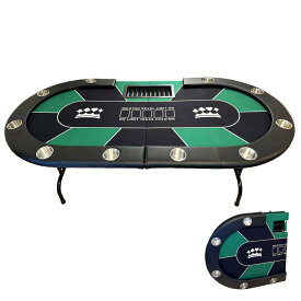 TiltPlay ポーカーテーブル 折りたたみ 10人対応 家庭用 業務用 最大500枚チップラック付き ドリンクホルダー付き 6人 8人 カジノ トランプ 高級